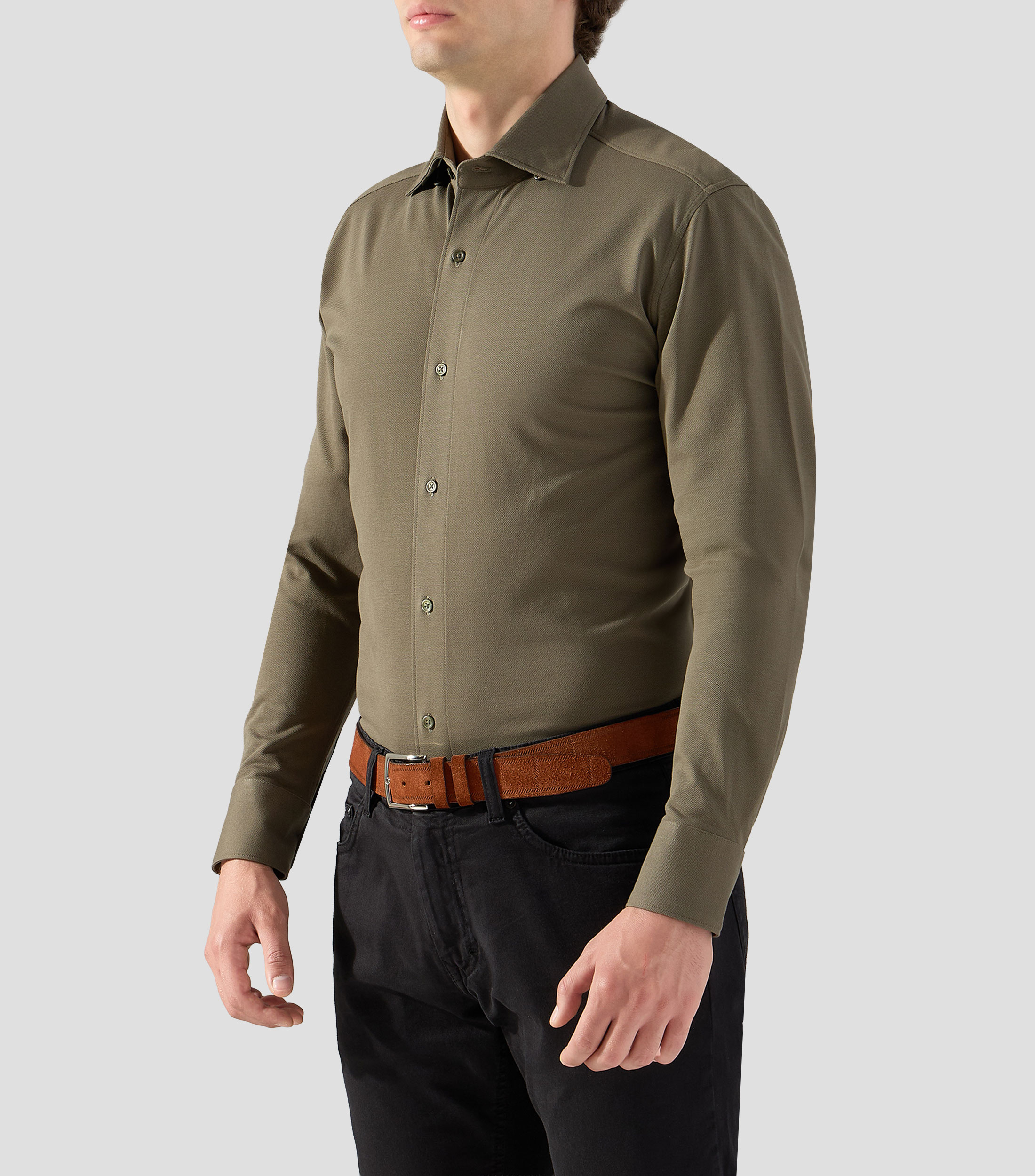 Camisa lisa manga larga Hombre